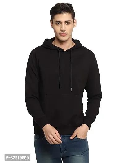 Men's Regular Fit Full Sleeve Winter Wear Hoddie Black Sweatshirt