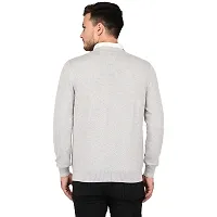 Men's Regular Fit Full Sleeve Winter Wear V-neck Woolen Sweater (Grey)-thumb1