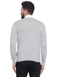 Men's Regular Fit Full Sleeve Winter Wear V-neck Woolen Sweater (Grey)-thumb1