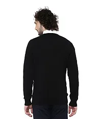 Men's Regular Fit Full Sleeve Winter Wear V-neck Woolen Sweater (Black)-thumb2