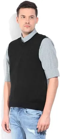 Stylish Wool Blend Solid Sleeveless Sweater for Men-thumb2