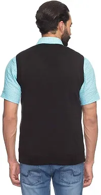 Stylish Wool Blend Solid Sleeveless Sweater for Men-thumb1