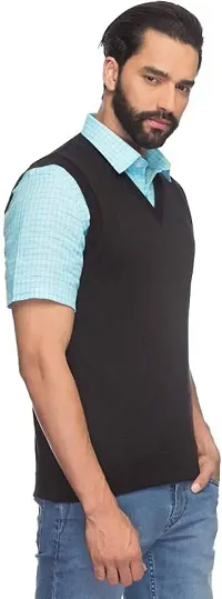 Stylish Wool Blend Solid Sleeveless Sweater for Men-thumb2