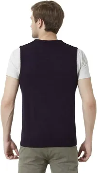 Stylish Wool Blend Solid Sleeveless Sweater for Men-thumb1