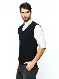 Stylish Wool Blend Solid Sleeveless Sweater for Men-thumb2