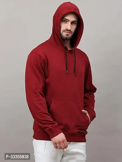 Men's Regular Fit Full Sleeve Winter Wear Fleece Maroon Hoodie-thumb3