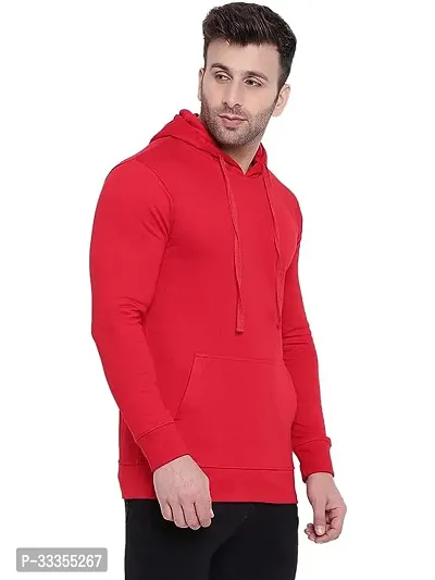 Men's Regular Fit  Full Sleeve Winter Wear Fleece Red Hoodie-thumb3