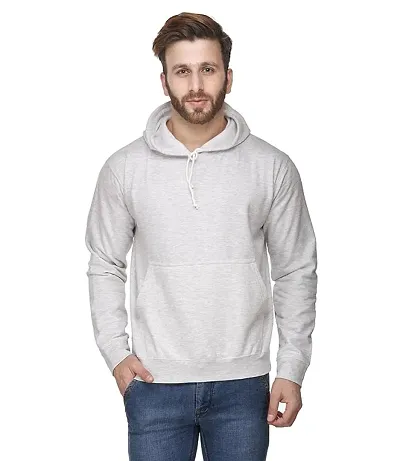 Men's Regular Fit Full Sleeve Winter Wear Fleece Cowl Round Hoddie (Light grey)