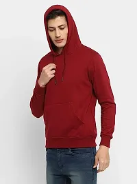 Men's Regular Fit Full Sleeve Winter Wear Fleece Maroon Hoodie-thumb1