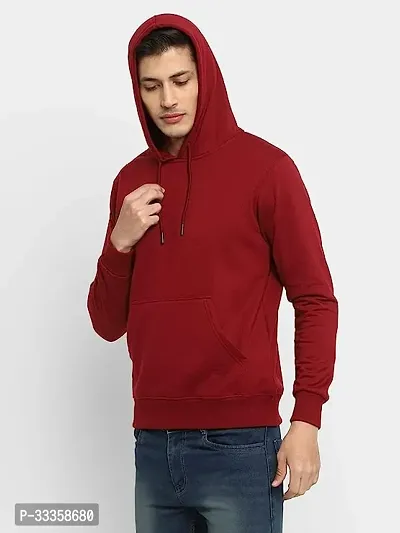 Men's Regular Fit Full Sleeve Winter Wear Fleece Maroon Hoodie-thumb2