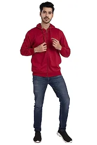 Men's Regular Fit  Full Sleeve Fleece Winter Wear Zipper Maroon  Hoodie-thumb1