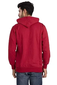 Men's Regular Fit  Full Sleeve Fleece Winter Wear Zipper Maroon  Hoodie-thumb2