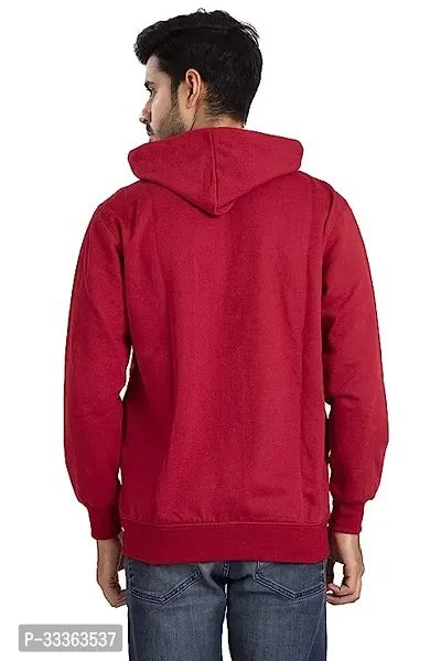 Men's Regular Fit  Full Sleeve Fleece Winter Wear Zipper Maroon  Hoodie-thumb3