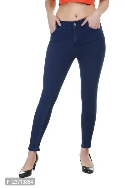 DreiMaster Vintage Women Skinny Mid Rise Dark Blue Jeans Regular Comfortable Jeans-thumb2