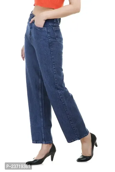DreiMaster Vintage Women's Stylish Comfortable Straight Fit Blue Jeans High Waist Regular Wear Denim Jeans-thumb4