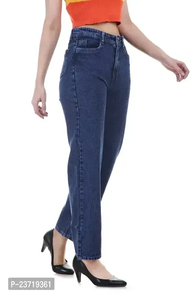 DreiMaster Vintage Women's Stylish Comfortable Straight Fit Blue Jeans High Waist Regular Wear Denim Jeans-thumb3