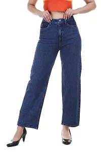 DreiMaster Vintage Women's Stylish Comfortable Straight Fit Blue Jeans High Waist Regular Wear Denim Jeans-thumb1