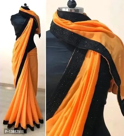Light Orange And Grey Saree With Black Border at Best Price in Surat |  Pavitra Fashion
