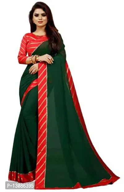 Jogi Women's Silk Saree With Unstitched Blouse Pices (Pavitra Green + Red)