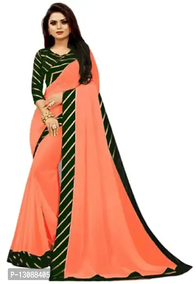 Jogi Women's Silk Saree With Unstitched Blouse Pices (Pavitra Peach + Green)