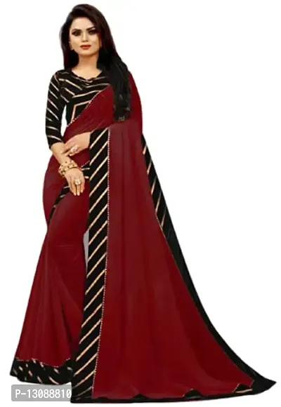 Jogi Women's Silk Saree With Unstitched Blouse Pices (Pavitra Maroon + Black)