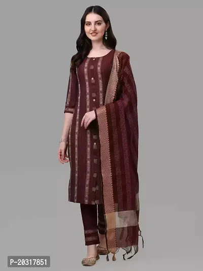 Cotton Printed Kurta With Pant And Dupatta Set-thumb5