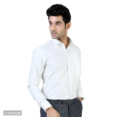 Comfortable White Cotton Blend Long Sleeves For Men