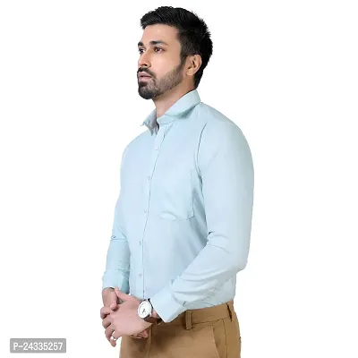 Comfortable Blue Cotton Blend Long Sleeves For Men-thumb3