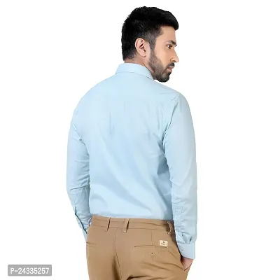 Comfortable Blue Cotton Blend Long Sleeves For Men-thumb2