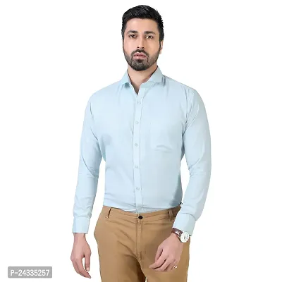 Comfortable Blue Cotton Blend Long Sleeves For Men-thumb0