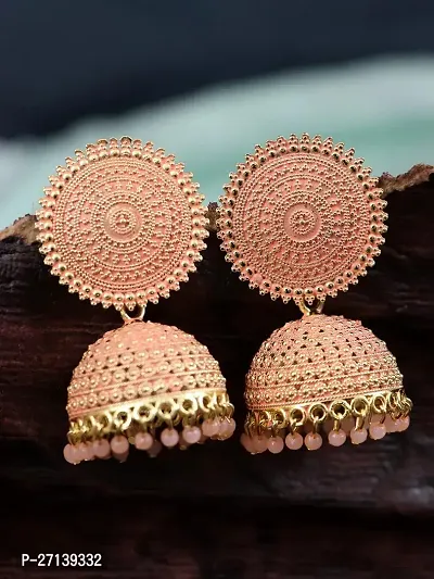 Trendy Peach Jhumkas For Women-thumb0