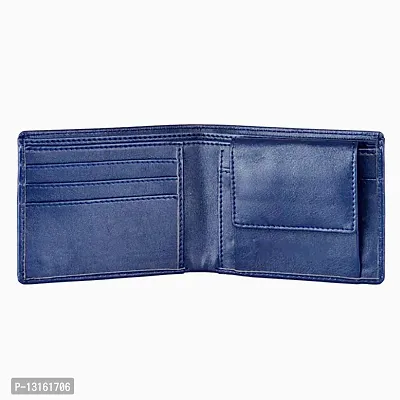 Designer Blue Leather Solid Card Holder For Men