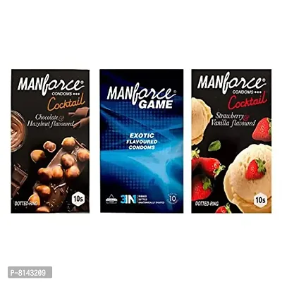 Manforce Combo Pack of Strawberry and Vanila Cocktail, Chocolate and Hazelnut Cocktail, Game Edition