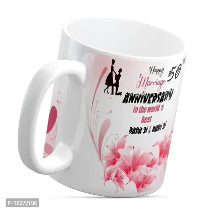 TrendoPrint Happy 50th Marriage Anniversaries GIfts To The World's Best Dada  Dadi White Coffee Mug 350ml (11oz) With Greeting Card (HA1111)-thumb3