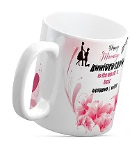 TrendoPrint Happy 1st Marriage Anniversaries GIfts To The World's Best Husband  Wife White Coffee Mug 350ml (11oz) With Keychain (HA1176)-thumb2