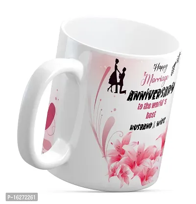 TrendoPrint Happy 1st Marriage Anniversaries GIfts To The World's Best Husband  Wife White Coffee Mug 350ml (11oz) With Keychain (HA1176)-thumb3