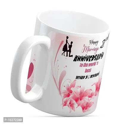 TrendoPrint Happy 2nd Marriage Anniversaries GIfts To The World's Best Devar Ji  Devrani White Coffee Mug 350ml (11oz) With Greeting Card (HA1115)-thumb3