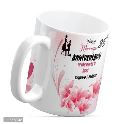 TrendoPrint Happy 25th Marriage Anniversaries GIfts To The World's Best Chachu  Chachi White Coffee Mug 350ml (11oz) With Keychain (HA1157)-thumb3