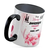 TrendoPrint Happy 50th Marriage Anniversaries GIfts To The World's Best Hubby  Wifey Black Coffee Mug 350ml (11oz) (HA125)-thumb2