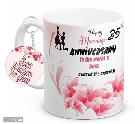 TrendoPrint Happy 25th Marriage Anniversaries GIfts To The World's Best Chacha  Chachi White Coffee Mug 350ml (11oz) With Keychain (HA1155)