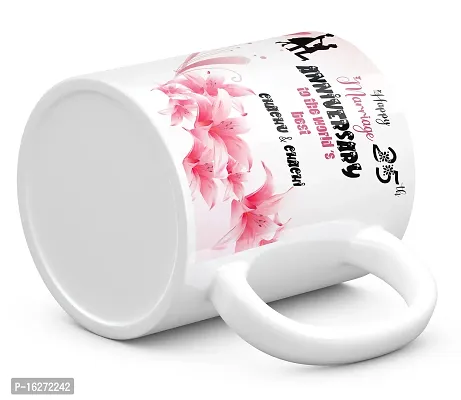 TrendoPrint Happy 25th Marriage Anniversaries GIfts To The World's Best Chachu  Chachi White Coffee Mug 350ml (11oz) With Keychain (HA1157)-thumb4