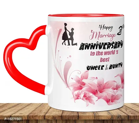 TrendoPrint Happy 2nd Marriage Anniversaries GIfts To The World's Best Uncle  Aunty Heart Handle Coffee Mug 350ml (11oz) (HA499)