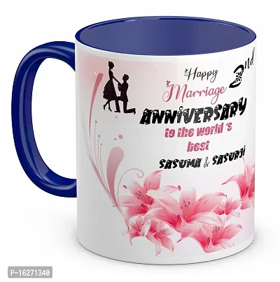 TrendoPrint Happy 2nd Marriage Anniversaries GIfts To The World's Best Sasuma  Sasurji Blue Coffee Mug 350ml (11oz) (HA295)-thumb0