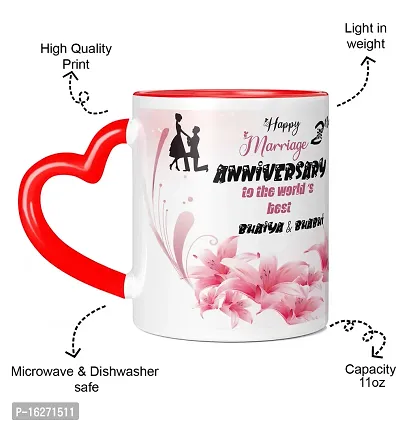 TrendoPrint Happy 2nd Marriage Anniversaries GIfts To The World's Best Bhaiya  Bhabhi Heart Handle Coffee Mug 350ml (11oz) (HA453)-thumb3