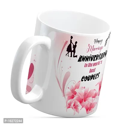 TrendoPrint Happy 1st Marriage Anniversaries GIfts To The World's Best Couples White Coffee Mug 350ml (11oz) With Keychain (HA1159)-thumb3