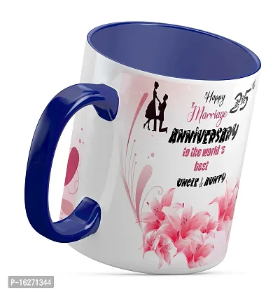 TrendoPrint Happy 25th Marriage Anniversaries GIfts To The World's Best Uncle  Aunty Blue Coffee Mug 350ml (11oz) (HA298)-thumb3