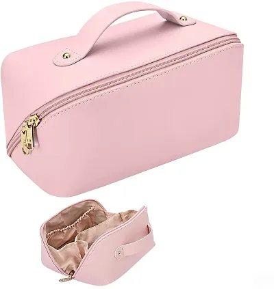Large Makeup Bag for Purse Vegan Leather Makeup Pouch Travel Toiletry Bag  Cosmetic Bag for Women and Girls,3 Sizes(Pink) : Amazon.in: Beauty
