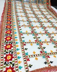 M P STORE Women's Colorful Net Embroidered Fancy Festival phulkari work Dupatta for women-thumb3