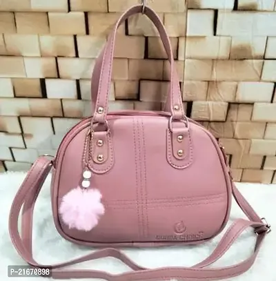Stylish Pink PU Solid Sling Bags For Women
