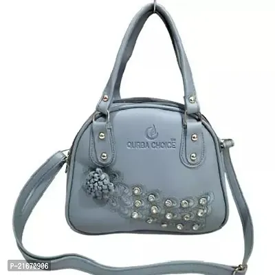 Stylish Grey PU Solid Sling Bags For Women